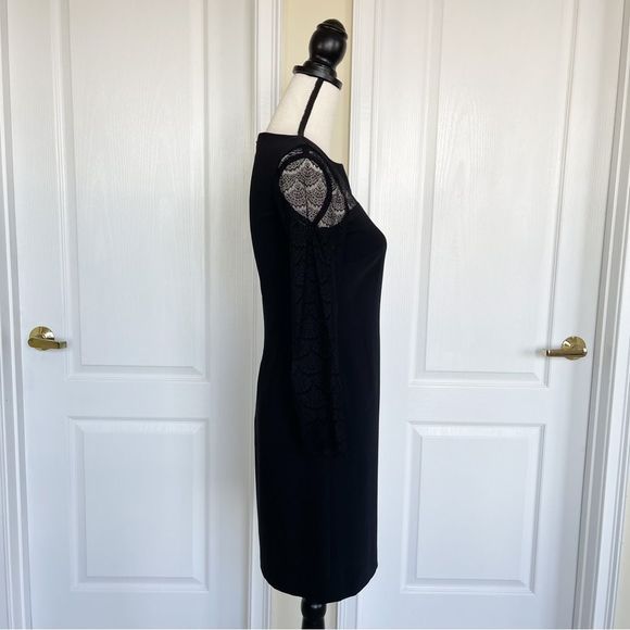 Giani Bini Size 0 Black Evening Dress with French Angle Cut Delicate Lacy Detail - Picture 6 of 13